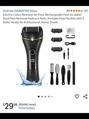 Electric Rechargeable Foot Callus Remover - Black